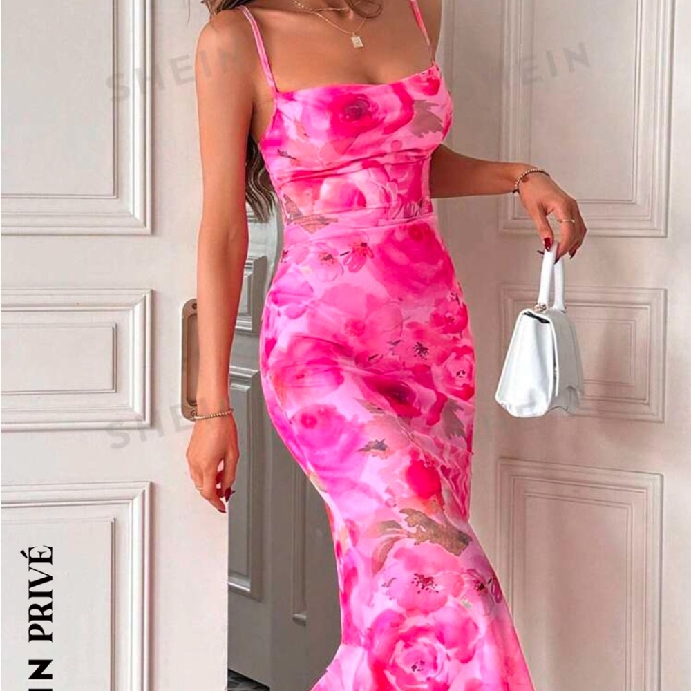 SHEIN Pink Floral Women's Dress